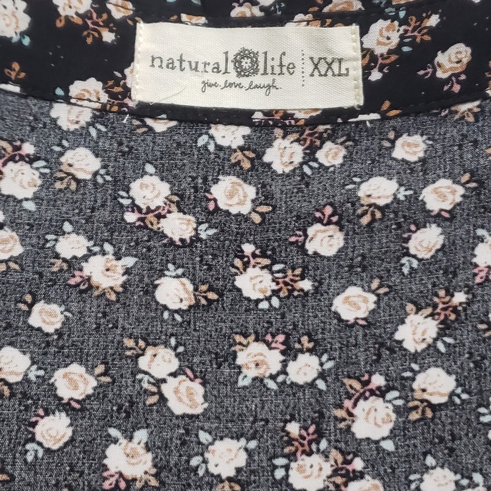 Natural Life Rebecca Tiered Midi Dress Ditsy Floral Black XXL Cottage Boho - Picture 6 of 10